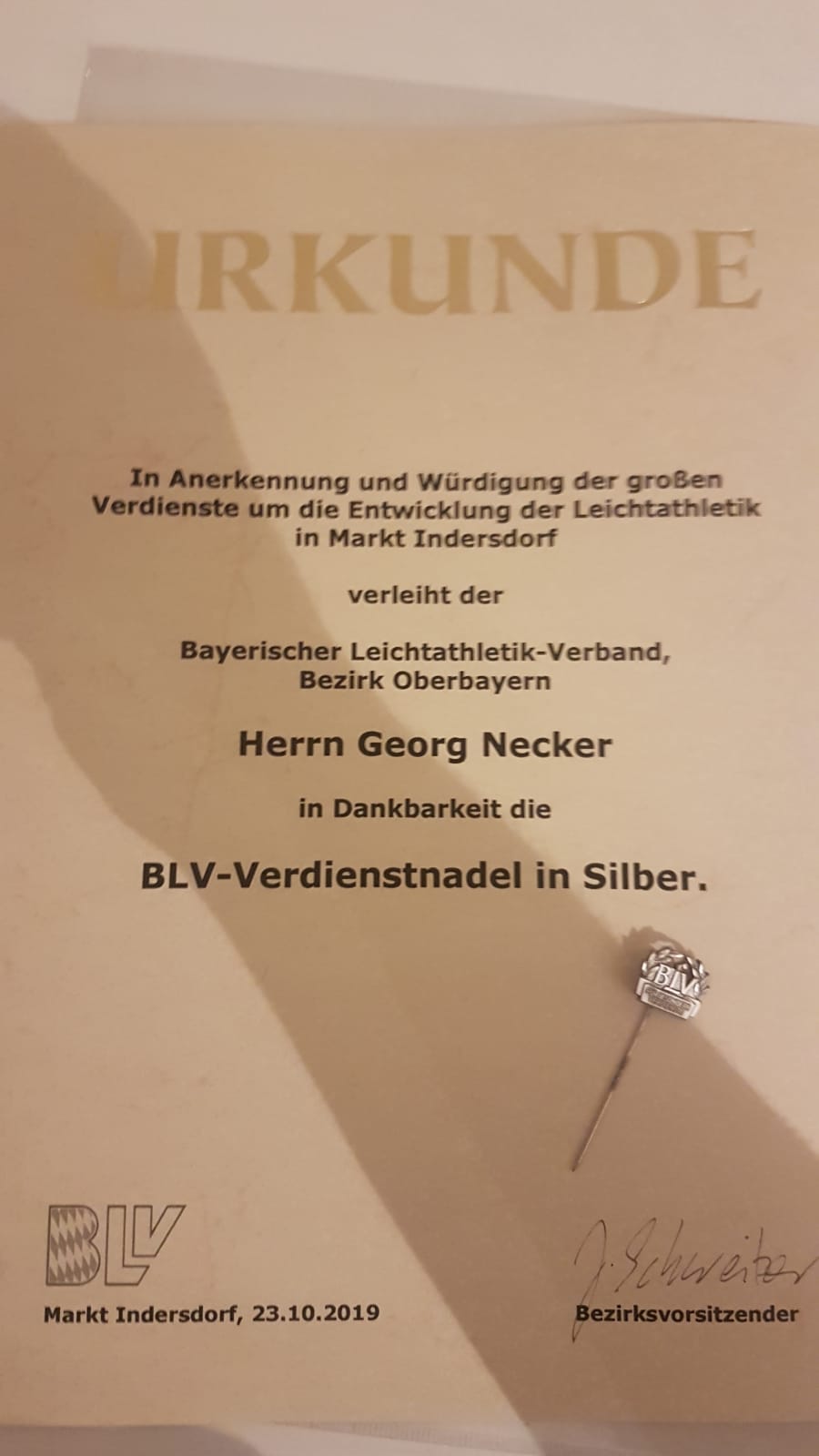 SG Indersdorf Küchen Necker BLV Verdienstnadel